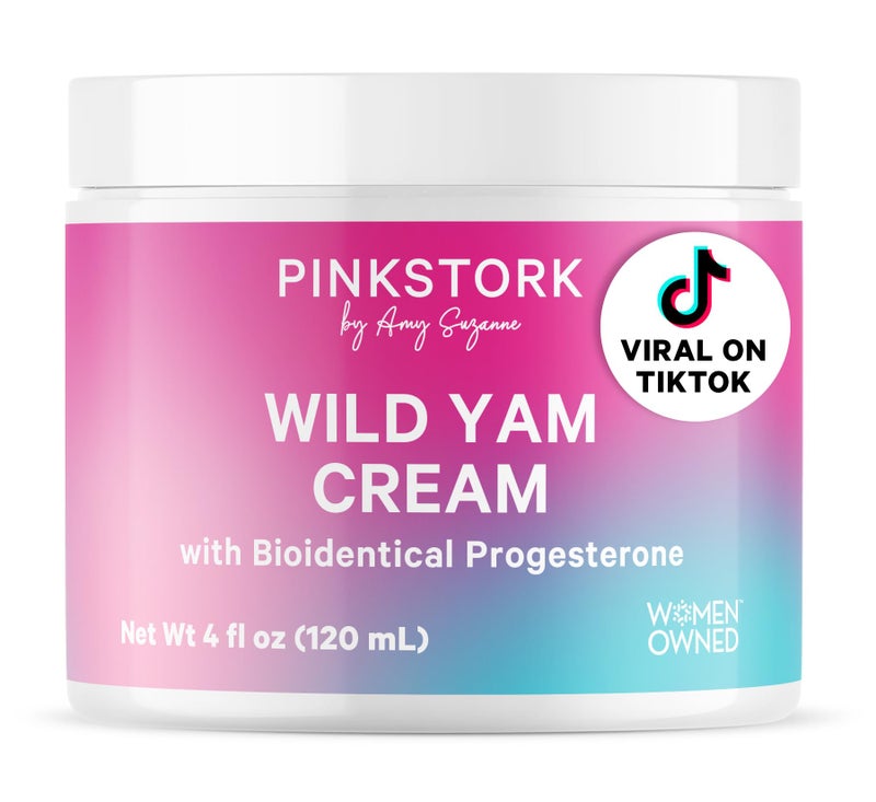 Pink Stork Wild Yam Cream for Hormone Balance | Doctor-Formulated | Topical Alternative to Supplements for Women | PMS, Fertility, Perimenopause, Menopause Support - Unscented, 4 oz, 1 Month Supply - Image 1